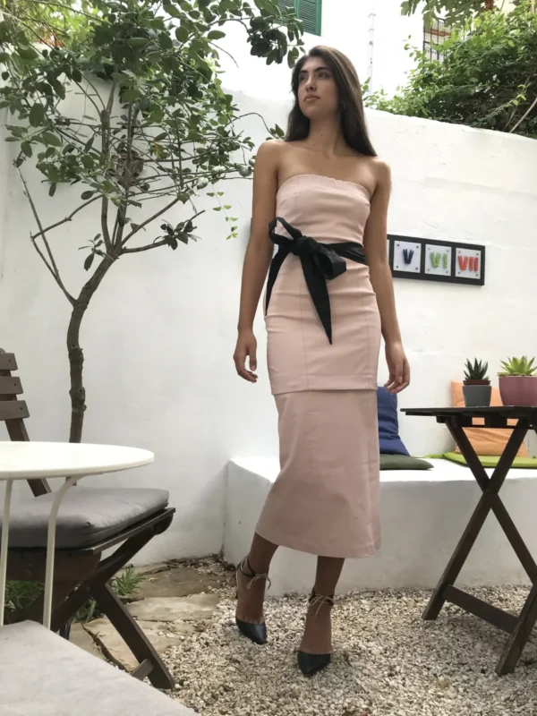 Falda Midi recta Rosa pálido