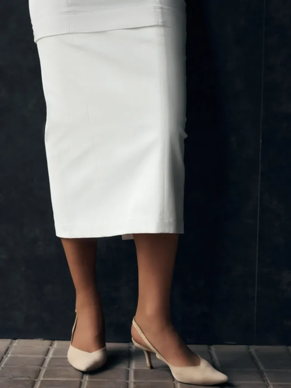 Falda Midi recta Blanca